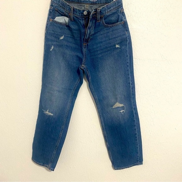Old Navy Girls High Rise Slouchy Straight Adj.  Waist Distressed Jeans Size 14 - Picture 1 of 6